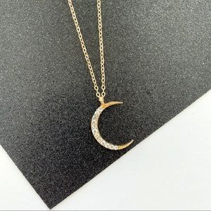 Crystal Studded Moon Necklace
